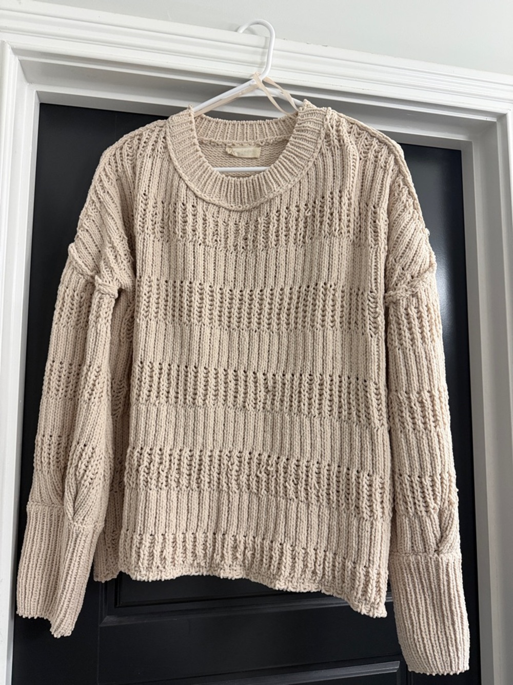 Altar'd State Cream Chunky Knit Crewneck Sweater